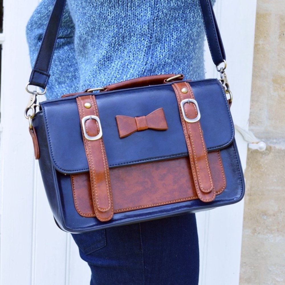 Ecosusi faux leather bow messenger bag/ satchel